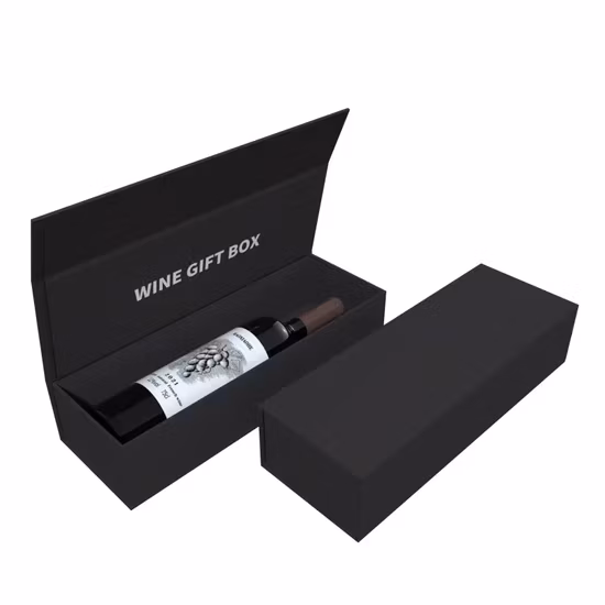 Caixa de vinho deslizante com trilho LED vermelho e preto de luxo personalizado